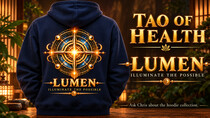 Lumen compass on a navy hoodie